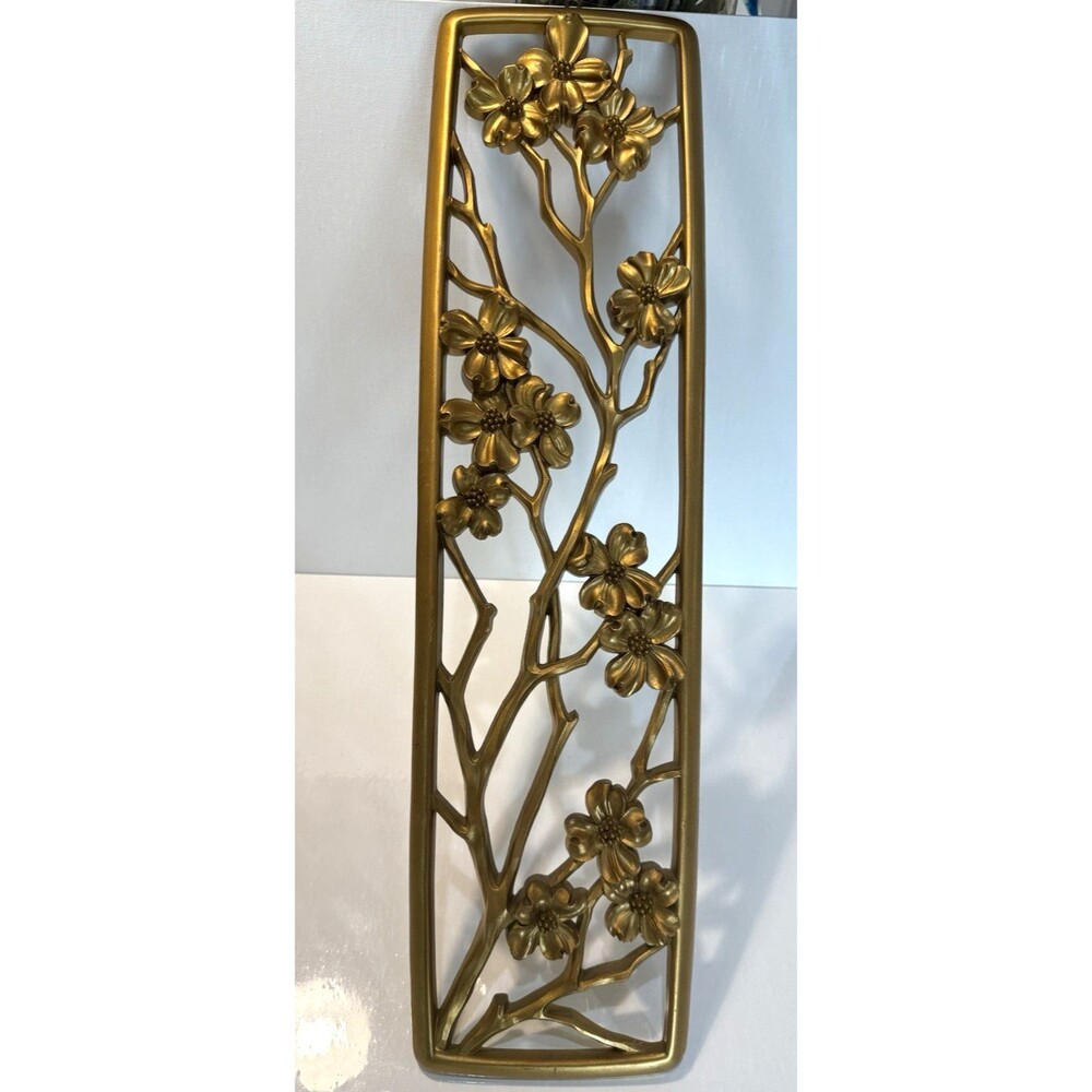 MCM Syroco Wall Plaques Ornamental Co. H 22” X 6” Goldtone Hollywood Regency